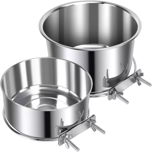2 Pcs Large Pet Dog Food Water Bowl for Cage