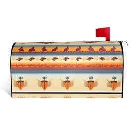 NEZIH Native American Print Mailbox Cover Spring Magnetic Wraps Mailbox Post Box Cover Outdoor Yard Garden Decor, Black