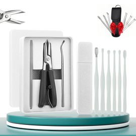 9-Piece Ingrown Toenail & Thick Nail Clipper, Eagle Beak Beveled Nail Clippers,Angled Nail Clippers,Suitable for Men,Women,and Comfort-Seeking Seniors at Home,in The Office,and During Travel (Black)