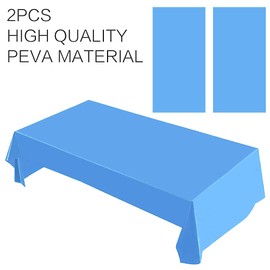 Jepeux 2 Packaging Light Blue Plastic Tablecloth, 54 inch x108 inch Rectangular Disposable Party Table Cover, Suitable for Birthday, Graduation, Restaurant, Wedding Decoration Tablecloth