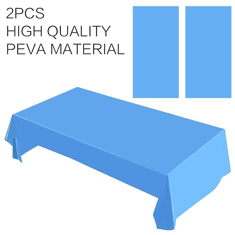 Jepeux 2 Packaging Light Blue Plastic Tablecloth, 54 inch x108