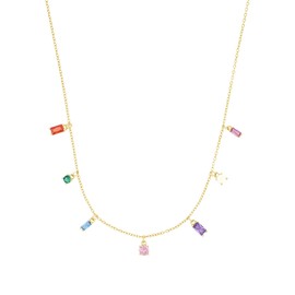 s.Oliver 2035510 Women's Necklace with Pendant 925 Sterling Silver with Synthetic Zirconia 42 + 3 cm Gold Comes in Jewellery Gift Box, Sterling Silver, Synthetic zirconia.