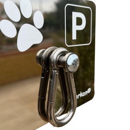 EWIG Dog Parking Station According to Law for Animal Welfare with Carabiner, Wall, Stainless Steel, Screen Printed