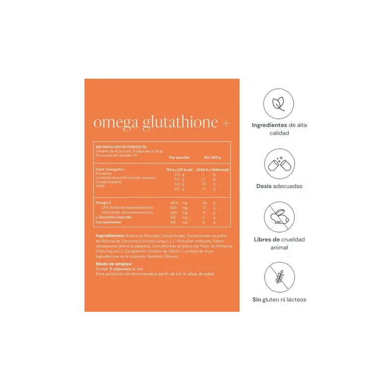 Reset Omega Glutathioneomega 3 Glutatión Curcumina 90cap Sabor Sin sabor