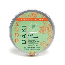 Däki Natural - Desodorante Natural en Crema Unisex, Fresh Mint 75 g - Protección Suave sin Aluminio, Aroma de Geranio, Envase Reutilizable de Aluminio