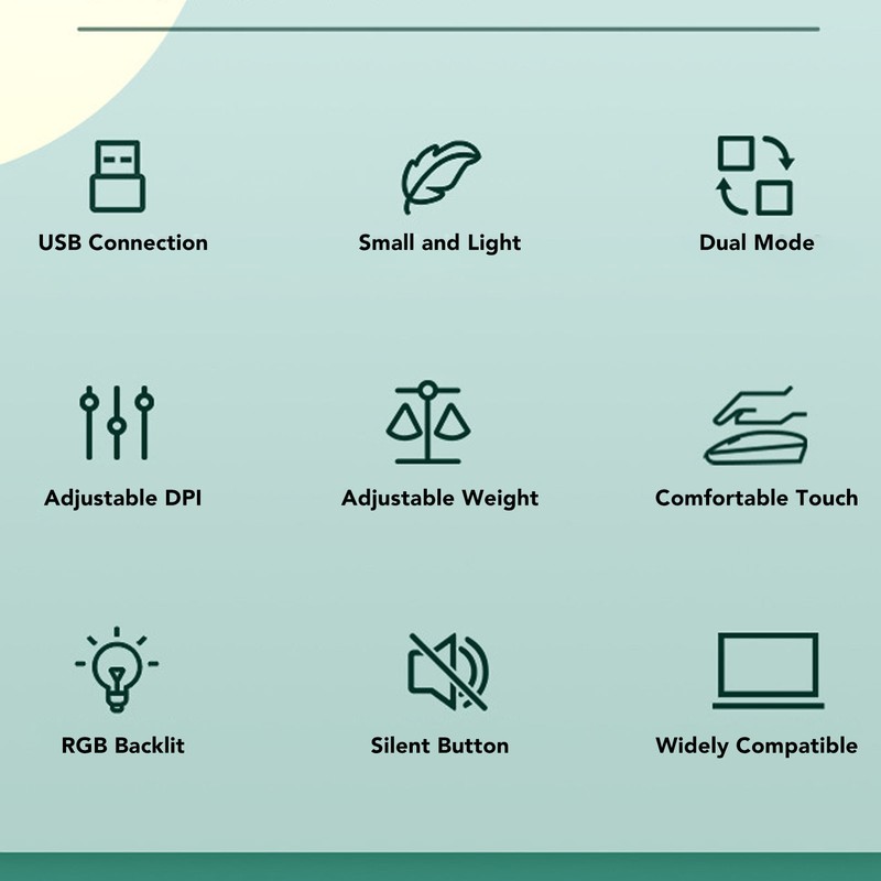Wireless Mouse Dual Mode Programmable Keys RGB Backlit Adjustable DPI