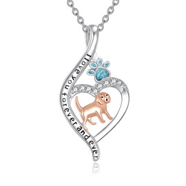 AXOMY Beagle Dog Necklace 925 Sterling Silver Infinity Turquoise Pendant Necklace Paw Print Dog Mom Jewelry Gifts for Women