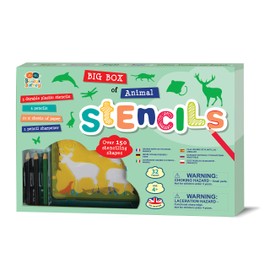 Buddy & Barney Stencils for Kids - Big Box of Animals 32 Piece Stencil Set for Kids | Large Stencils Kit Including 5 Stencils, 6 Pencils & 20 Sheets of Paper | Over 150 Stenciling Shapes