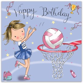 Twizler Happy Birthday Card with Netball - Girls Birthday Card - Happy Birthday Card Girl - Birthday Card for Girl - Sporty Birthday Card - Childrens Birthday Cards - Girls Birthday Presents