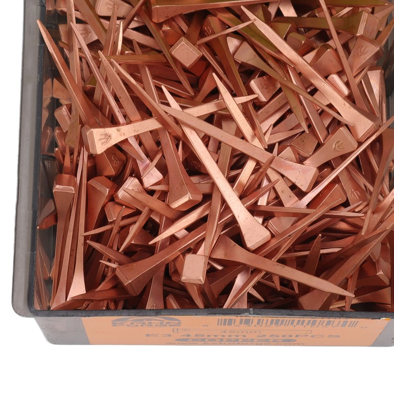 250Pcs Horseshoe Nails Copper Plating Shoeing Nails with Plastic Box