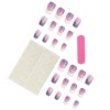 24Pcs Square Press on Nails with Design, French Tip Fake
