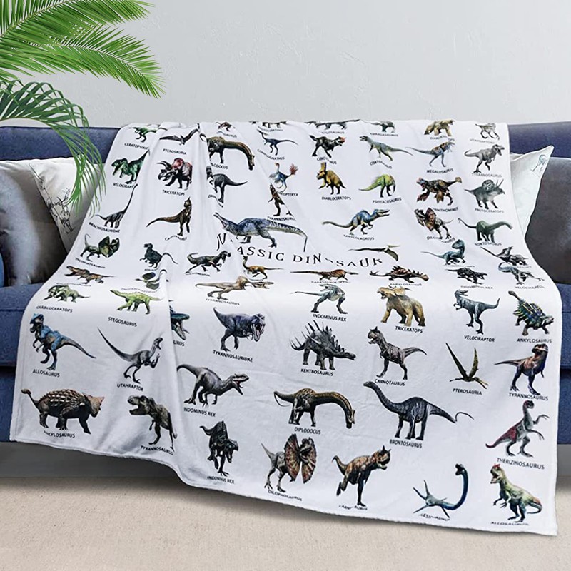 Kids Blanket Machine Washable Dinosaur Pattern Soft Plush Blanket for