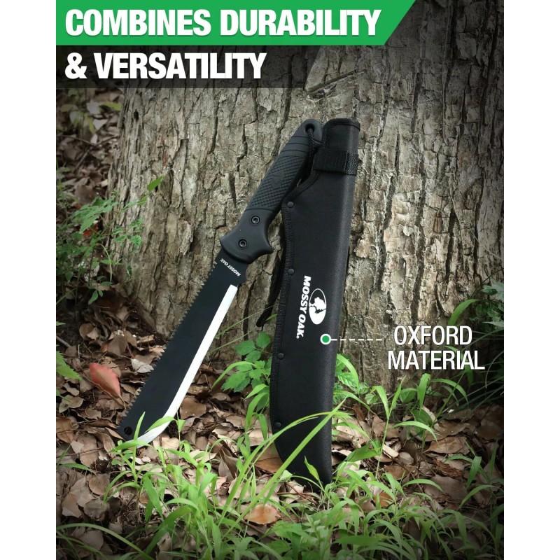 MOSSY OAK Machete with Saw 19"Sharp Machete with Sheath No-Slip