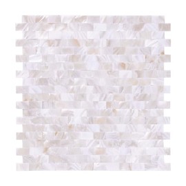 Reovatile Pearl Shells Tile Peel and Stick Backsplash, Self Adhesive Wall Tile for Kitchen (White Beige, 1 Pack)