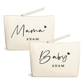 HJZHII Pack of 2 Gifts for Expectant Mothers Beige Canvas Zip Bags Gift Expectant Mum Baby Shower Gifts for Mum