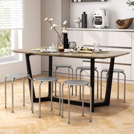 HOMGX Stackable Stools 6 Pack, Portable Stacking Bar Stools w/Round Top & Metal Frame, Commercial Furniture Stacking Stool for Home, Office, Indoor & Outdoor Use (Grey)