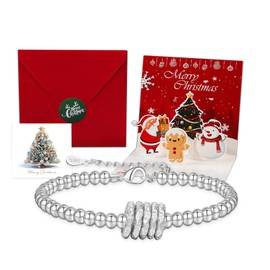 FUNTE Sterling Silver Bracelets For Women 925 Sterling Silver Bead Bracelet Adjustable Friendship Bracelets Jewellery Gifts For Women