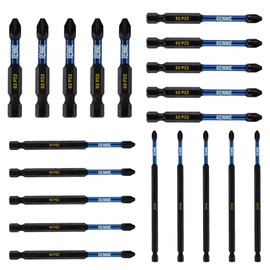 20 x Rennie Tools 50mm 75mm 100mm 150mm Long PZ2 Impact Screwdriver Driver Bits Set. Heavy Duty PoziDriv POZI No.2 Magnetic Screwdriver Bit Set. PZ2 Impact Driver Bits Pozidrive Screw Accessories