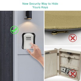 ORIA Key Safe Key Box Pack of 2, 4-Digit Combination Code Key Safe, Wall Mounted Key Box, Key Lock Box, Stainless Alloy, for Office, Home, Garage - Pack of 2