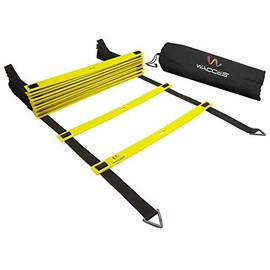 Wacces Adjustable Agility Ladder for Soccer, Speed, Football, Fitness with Carry Bag (8 Rungs - Yellow)