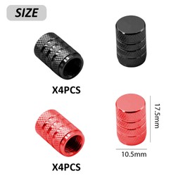 8 Pieces Car Tire Valve Caps, Tire Valve Caps, Universal Tire Valves, Car Tire Dust Caps With Rubber Rings (Black, Red)