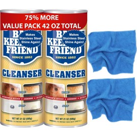 Bar-Keeper’s-Friend Cleanser and Polish Powder 21 oz (2 Pack) Multipurpose Cleaner, Rust Stain Remover + 2x Microfiber Cleaning Cloth 14x14