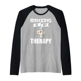 Mahjong Game Table Tiles Cards Chinese Player Raglan Baseball Tee