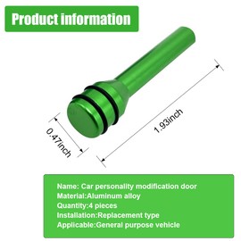 ZIMISI 4PCS Car Door Lock Knobs, 1.93" x 0.47" Safety Door Lock Cover, Aluminum Alloy Car Inner Door Pull Pins Replacement, Door Lift Bolt Decorative Accessory for Cars, SUVs, Trucks (Green)