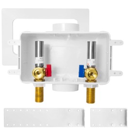 HeSun Washing Machine (Laundry) Outlet Box, 1/2 Inch MIP(Sweat) Inlet x 3/4 Inch MHT Outlet, Pex Washer Box with Center Double Drain, with Stainless Steel Arrestor