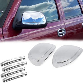 ALP Triple Chrome Plated 2pcs Half Mirror+Handle Cover Overlay Trim Compatible with 99-06 Silverado Sierra 1500 2500 3500 Tahoe Suburban Yukon XL