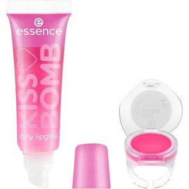 Essence Cosmetics Kiss Bomb Shiny Lip Gloss and Lip Balm, Lip Set, No. 01, Pink, Glossy, Vegan, No Microplastic Particles, Gluten-Free, Paraben-Free, Pack of 1 (10.8 ml)