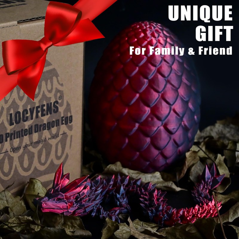 LOCYFENS 3D Printed Dragon Eggs with Dragon Inside, Articulated 3D