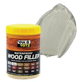 VAN VOTZ Waterproof Wood Filler [17oz, Neutral] - Exterior Grade Wood Repair in 18 Paintable and Stainable Colors. Strong Adhesion and Durability in All Weather Conditions.