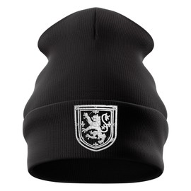 Purple Print House Embroidered Scotland Coat of Arms Beanie Hat for Men Scottish Emblem St Andrews Rugby Country Him, One Size, Black