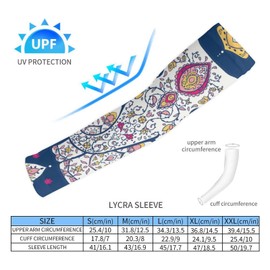 Xmkltbz 1 Pair Cooling Arm Sleeves, Unisex Warmer Spandex Sports Cover Uv Sun Protection for Cycling Golf Running 2XL Print Mandala and Elephant On Blue