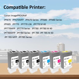 AOTMENDI PFI-107 6C Compatible Ink Cartridge for Printers: Canon Image PROGRAF iPF670 iPF670MFP iPF670 Series iPF680 iPF680 (Matte Black*2/Black*1/Cyan*1/Magenta*1/Yellow*1 6-Pack，130ML)