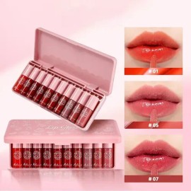 Set De Tinte Labial De 10 Colores, Brillo De Labios, Mini Lá