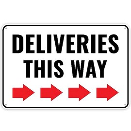 1PC Deliveries This Way Sign Right Arrow, 12 x 8 Inches - Aluminum - Packages Delivery Here Sign - Delivery Driver Instructions