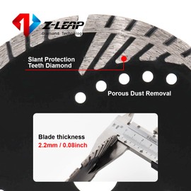 Z-LEAP Diamond Turbo Blades 8 MM Segments Saw Blade for Granite Mable Tile Concrete and Bricks Dry/Wet, 6 Inch