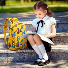 Zicac Kid Book Backpack Baby Child School Bag Kindergarten Canvas Daypack Cartoon Coin Purse (Yellow)