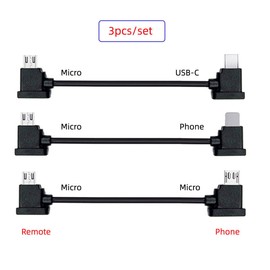 xiwai - Juego de 3 cables de datos tipo C y micro y 8P a micro USB USB-C para Mavic Pro Platinum Park RC Accesorios