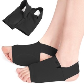 Arch Support, Shock Absorption, Foot Cushion, Pad for Soles, Socks, Heel Fastening Belt Included, Standing Work, Running, Climbing, Standing Work, Sports, Unisex (Black, L)