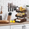 Briwooody Wooden Fruit Basket for Kitchen Counter with Banana Hangers