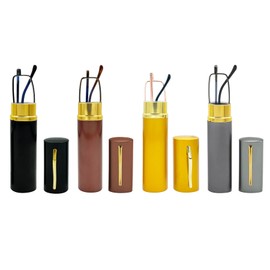 WENS JOOY Reading Glasses 4 Pack Portable Anti Blue Light with Case Mini Readers for Men Womens(Black Brown Gold Grey, 2.75, multiplier_x)