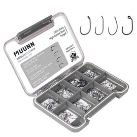 MUUNN 160pcs Fly Tying Hooks Barbless Assortment 10# ~16# Dry Wet Curved Nymph Caddies Flies Wide Gape Jig Nymph Hooks Fly Tying
