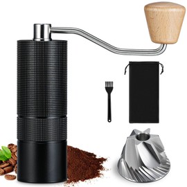 Manual Coffee Grinder, Stainless Steel Conical Burr Hand Coffee Grinder For Home Use, Camping, Travel-Internal Adjustable Setting 20g Capacity (Black)