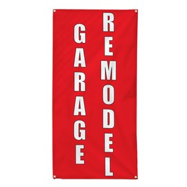 Vertical Vinyl Banner Multiple Sizes Garage Remodel Red Home Remodeling Business Outdoor Weatherproof Industrial Yard Signs 4 Grommets 48x24Inches