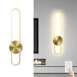 JAYMP Modern Wall Sconce 4000K Dimmable LED Wall Light Fixture, Hardwired Wall Lamp for Living Room, Dining Room, Bedroom, Hallway, Lobby, Entryway, 1 Pack (Brushed Gold, H56cm/22inch)
