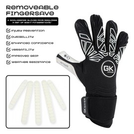 GK Saver Bravo WB04 Contact Pro Football Goalkeeper Goalie Gloves |Anti-Slip Grip Palms |Savefingers Technology |Goalkeeping Protection Size 6 to 11 (Bravo WB04, YF 9)