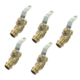 (5 Pack）BH 1/2" ProPress Brass Ball Valve Press-Fit Ball Valve Fittings to Press into 1/2" Copper（Lead-Free,Pro Press Brass Ball Valve 1/2, 5PCS)